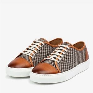 Taft Men’s Jack Sneakers Lace Up Hounds Tooth In Honey Size 11 =44